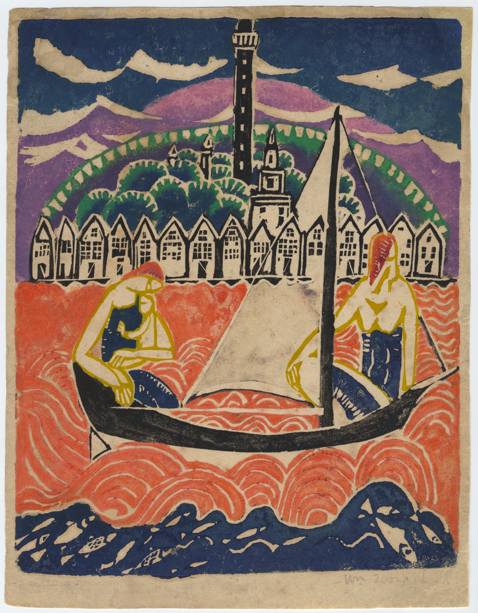 Provincetown Sailing by William Zorach - Black & White