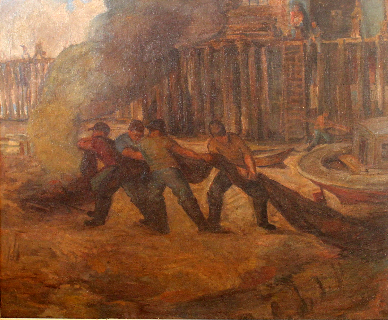 Men Tarring Nets by George Elmer Browne