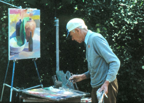 Henry Hensche doing a still-life demo 1982